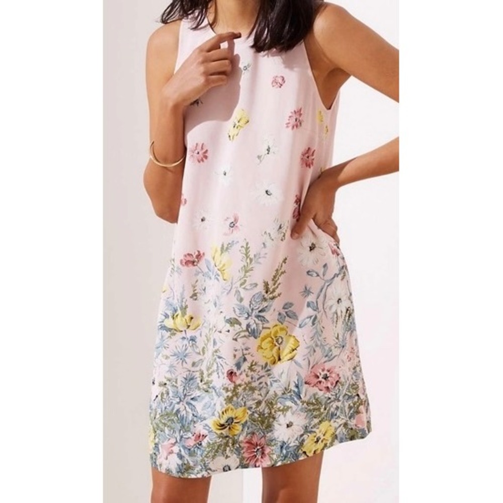 LOFT pink floral sleeveless A-line shift dress Sz 6 NWT Cottagecore Y2K dainty